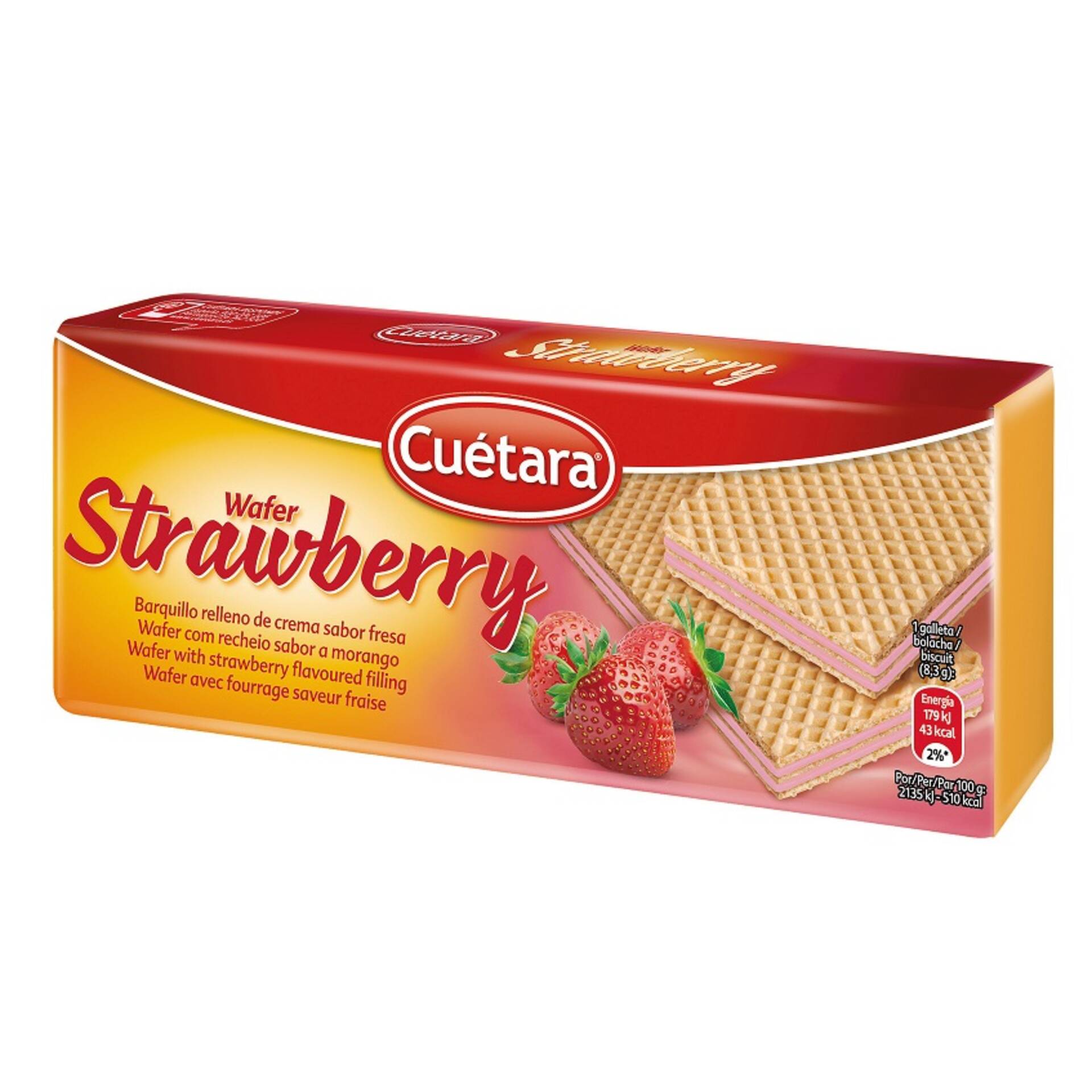 Bolachas Wafers Recheio de Morango Cuétara emb 150 gr