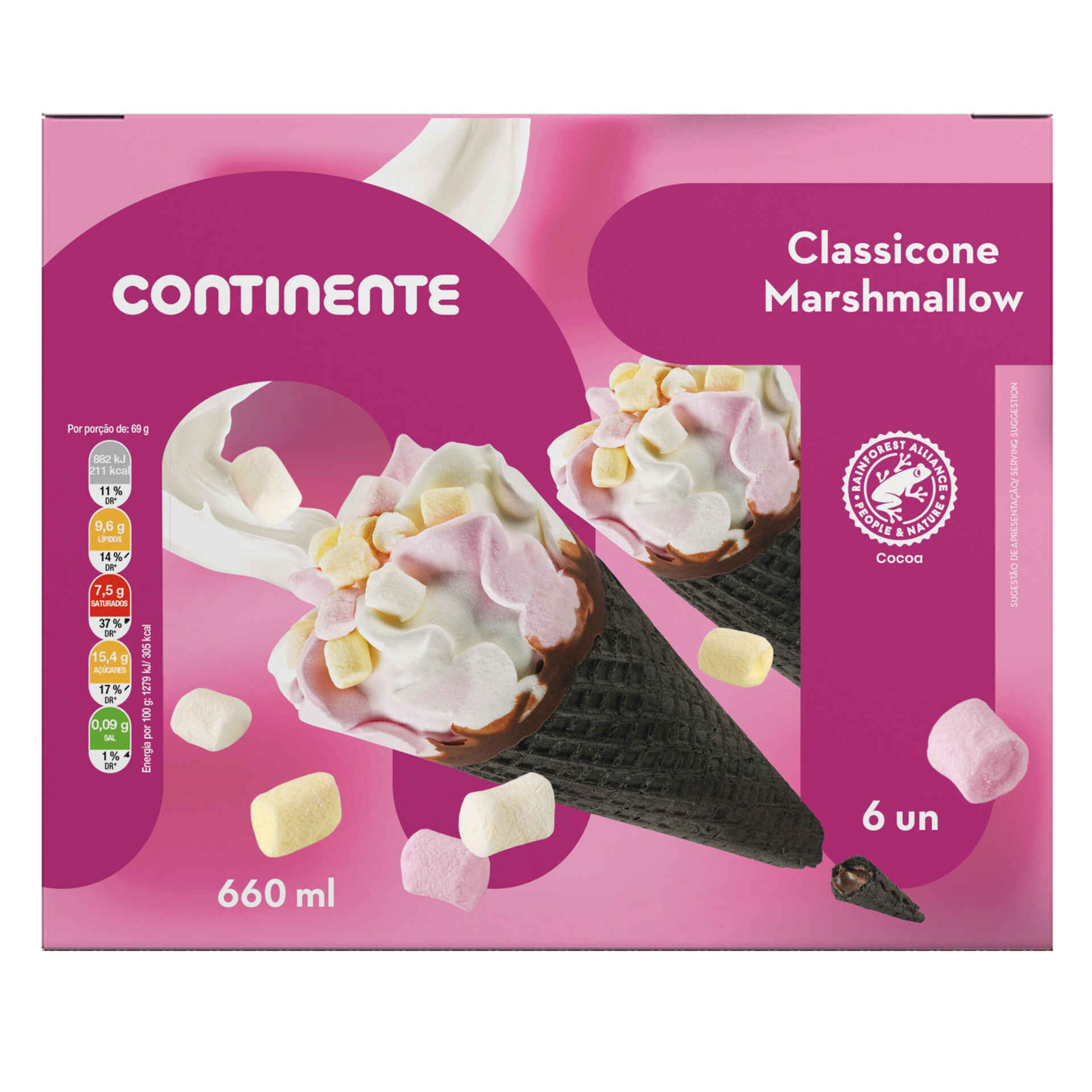 Gelado Classicone Marshmallow Continente Emb Ml Un