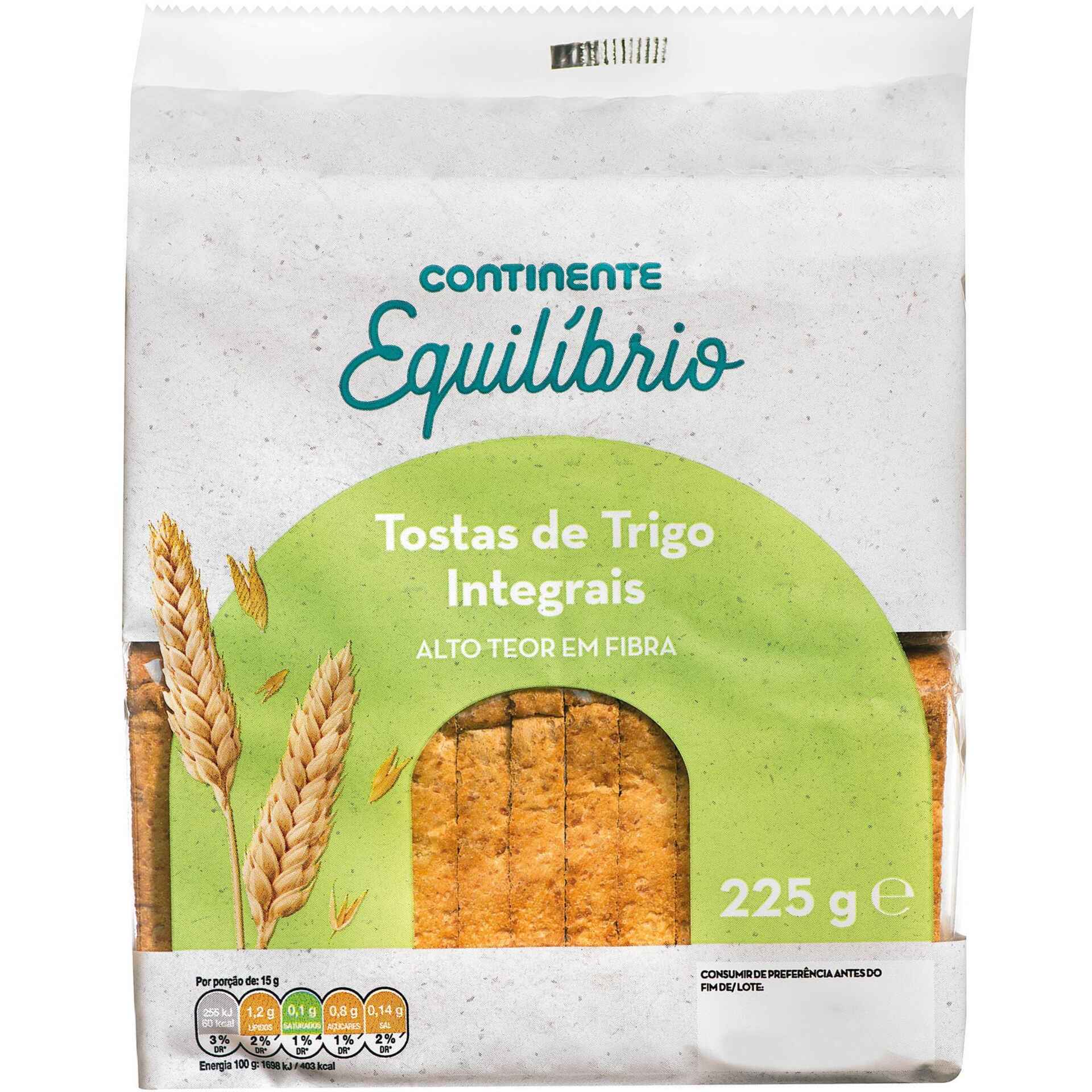 Tostas de Trigo Integrais Continente Equilíbrio 2 un x 112 5 225 gr