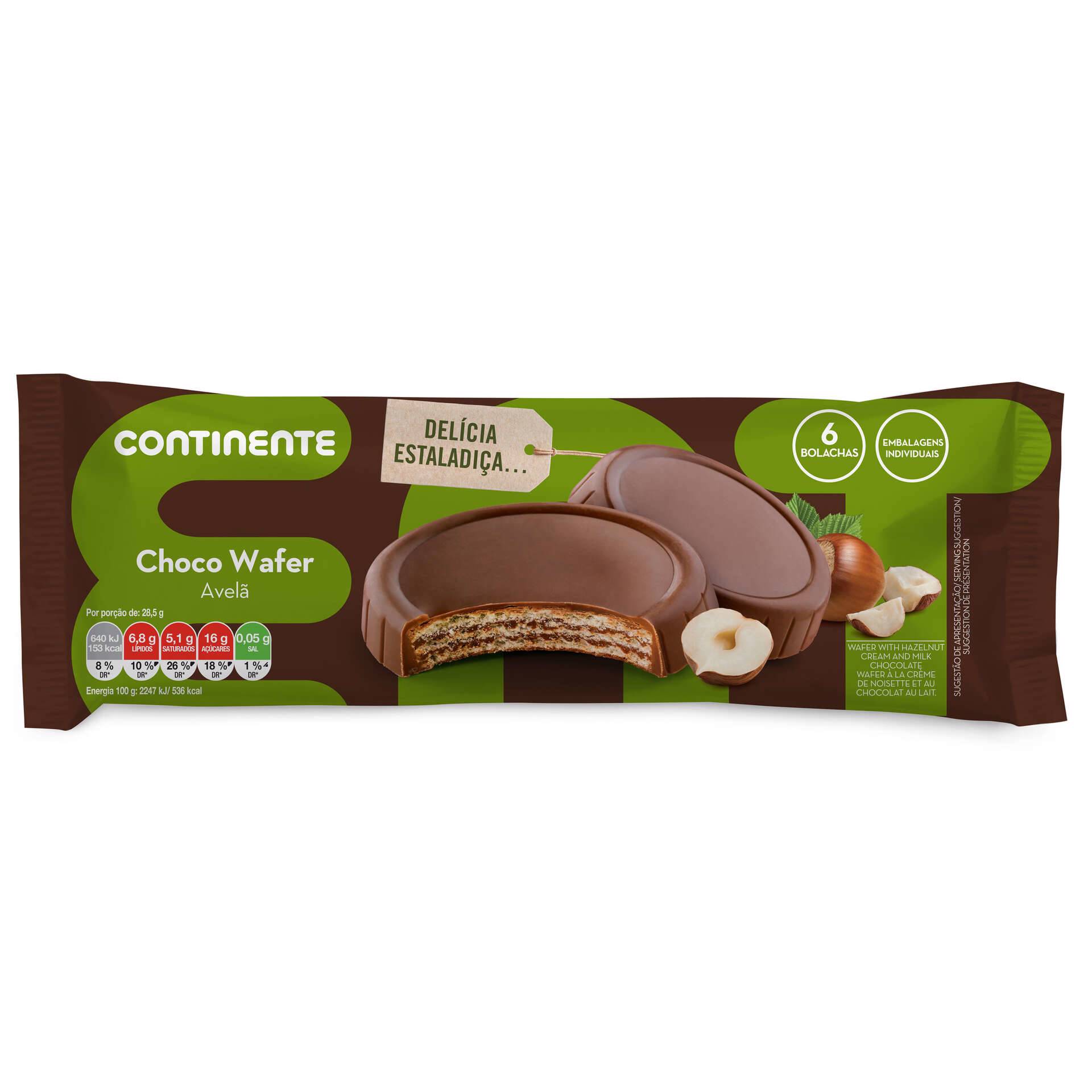 Bolachas Wafers De Chocolate E Avel Continente Emb Gr Un