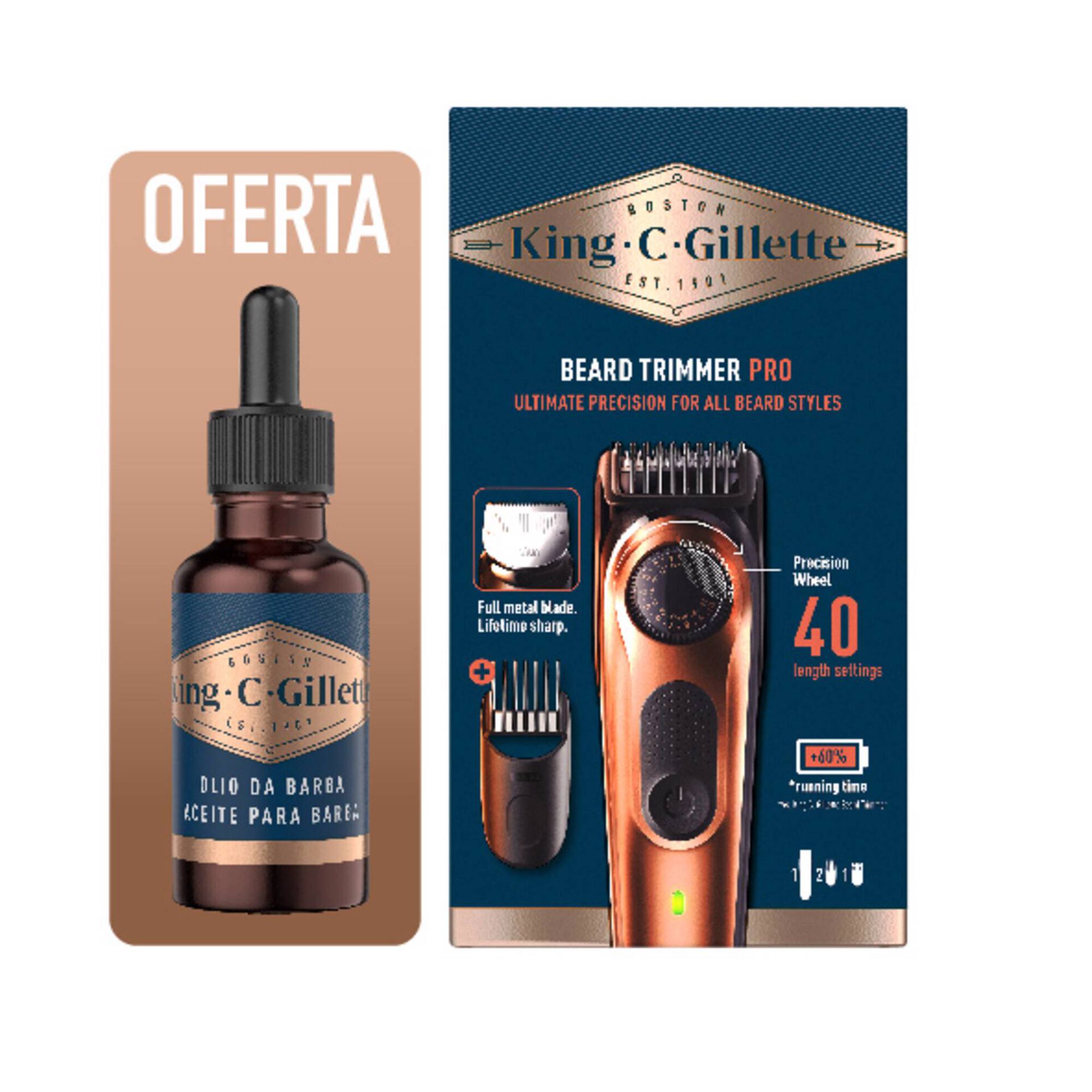 Máquina de Barbear Beard Trimmer Pro + Pentes King C