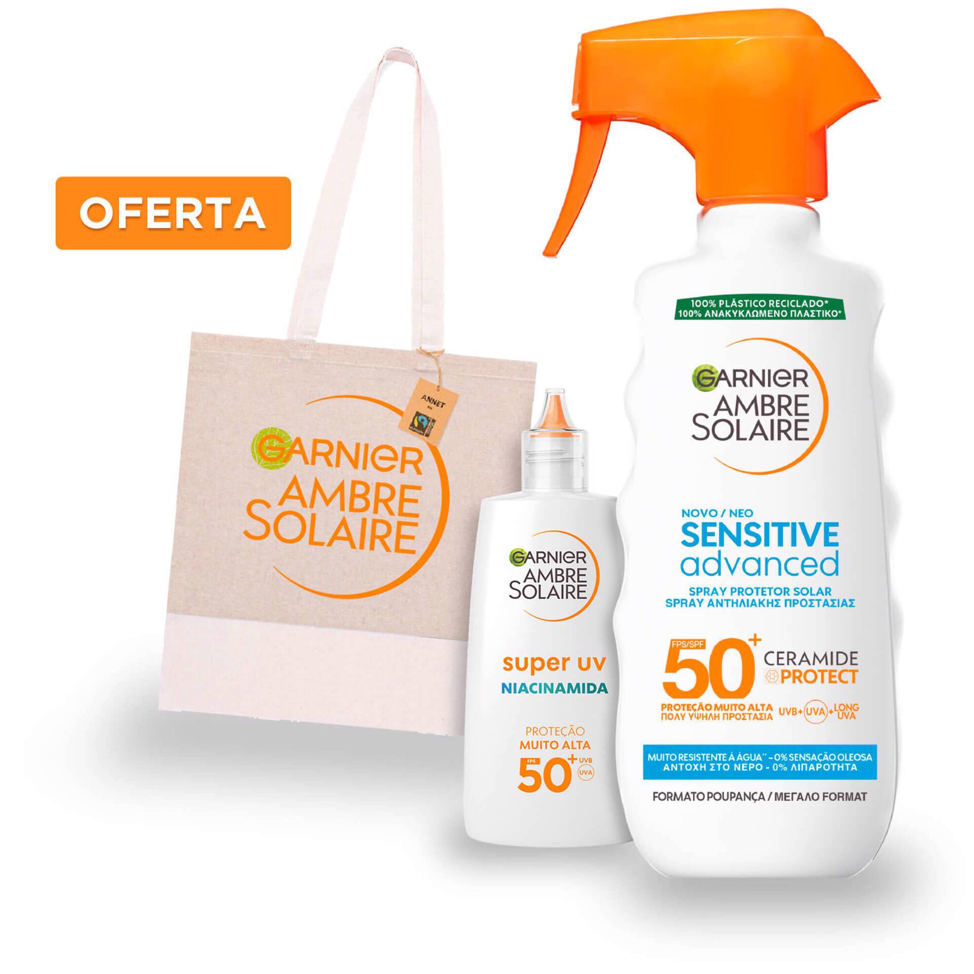 Conjunto Proteção Solar Rosto e Corpo + Oferta Saco