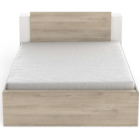 Cama Casal com 2 Gavetas 145x227x88cm Branca e Carvalho Life