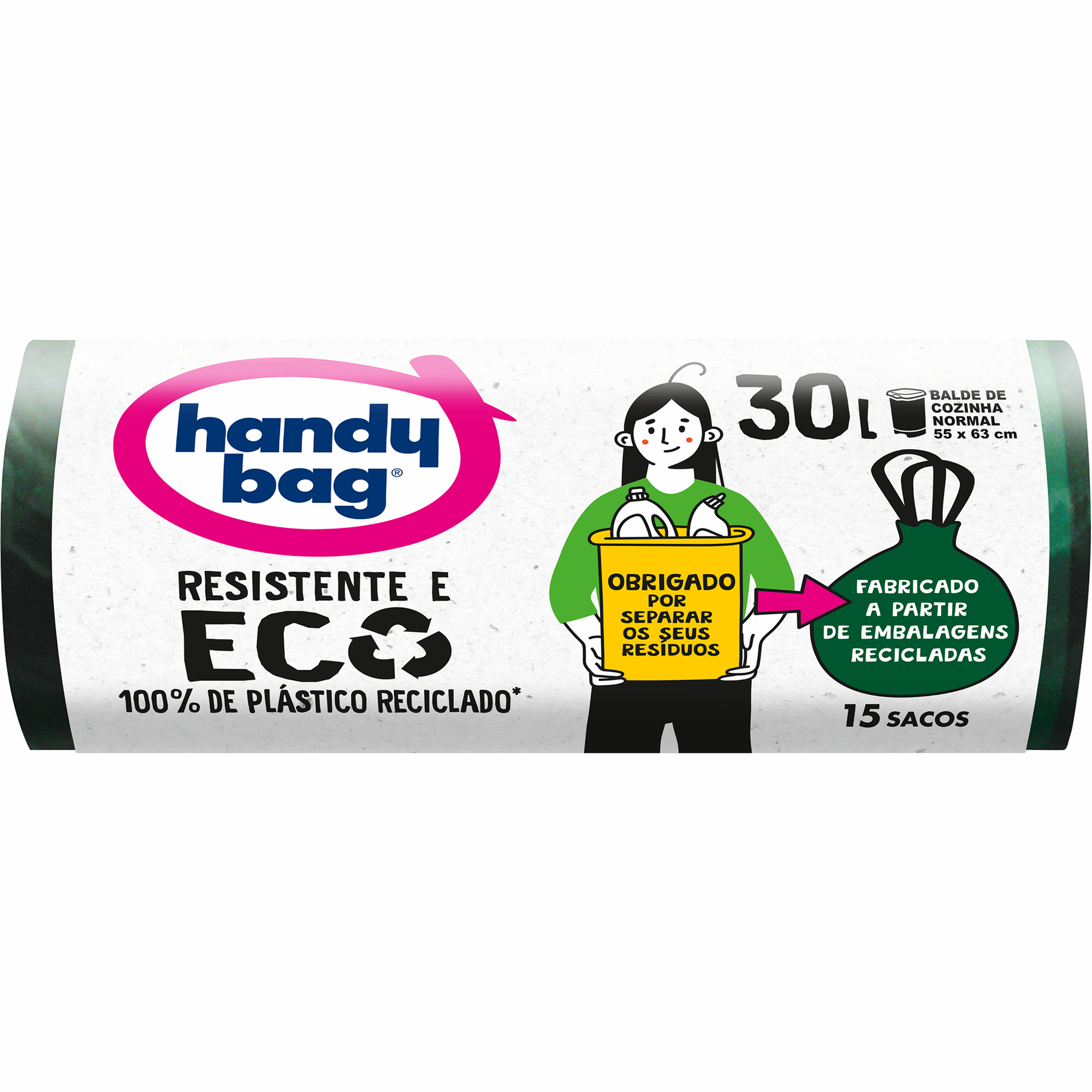 Sacos Lixo Fecho Fácil 100% Reciclado 30 lt