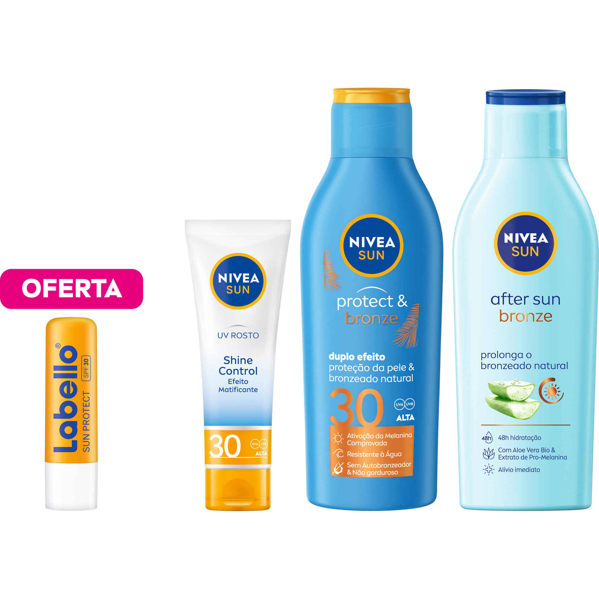 Conjunto Proteção Solar Rotina Bronze Perfeito + Oferta Batom Labello Sun