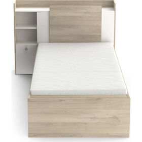 Cama Solteiro 125x227x91cm Branca e Carvalho Life