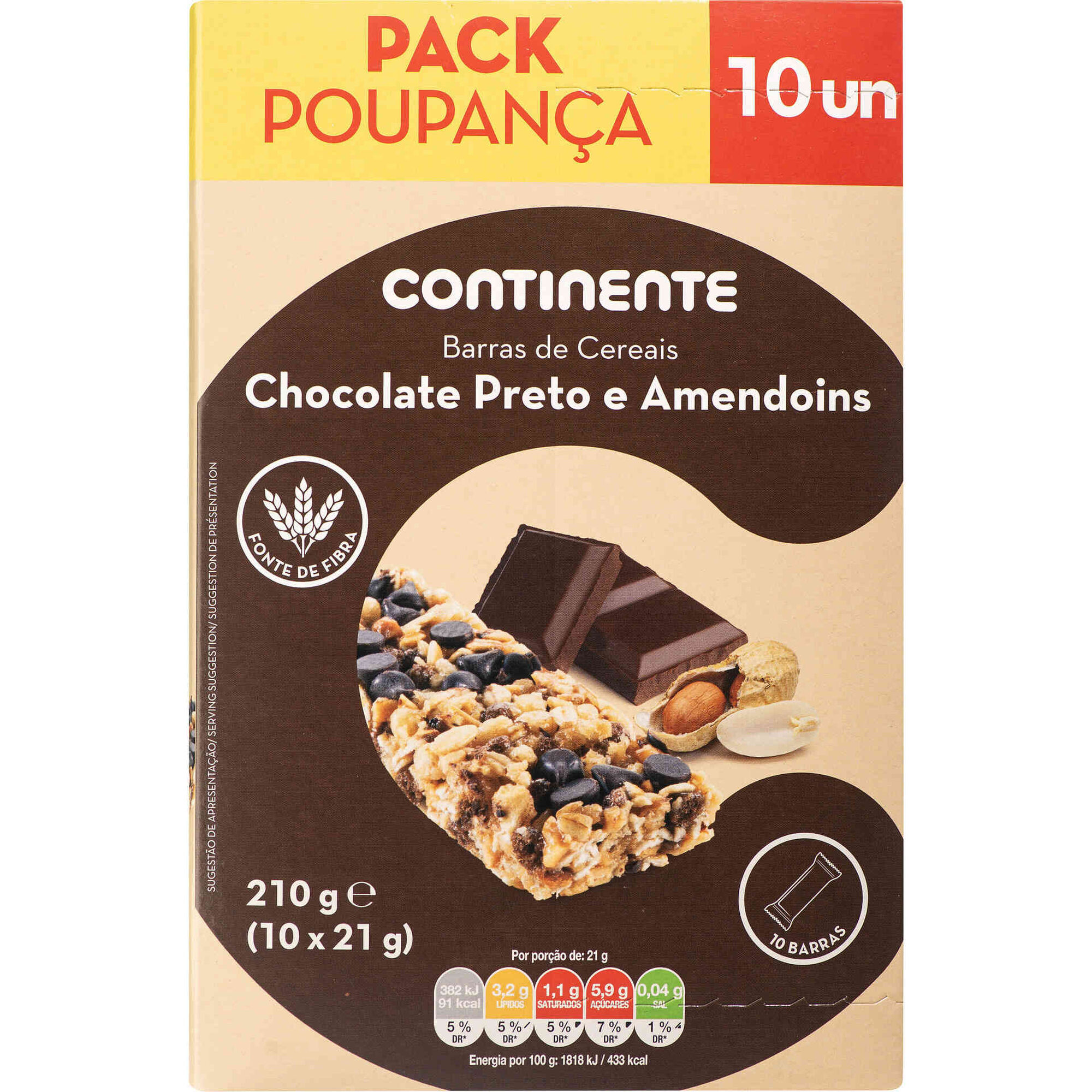 Barras de Cereais Chocolate Negro e Amendoim Pack Poupança