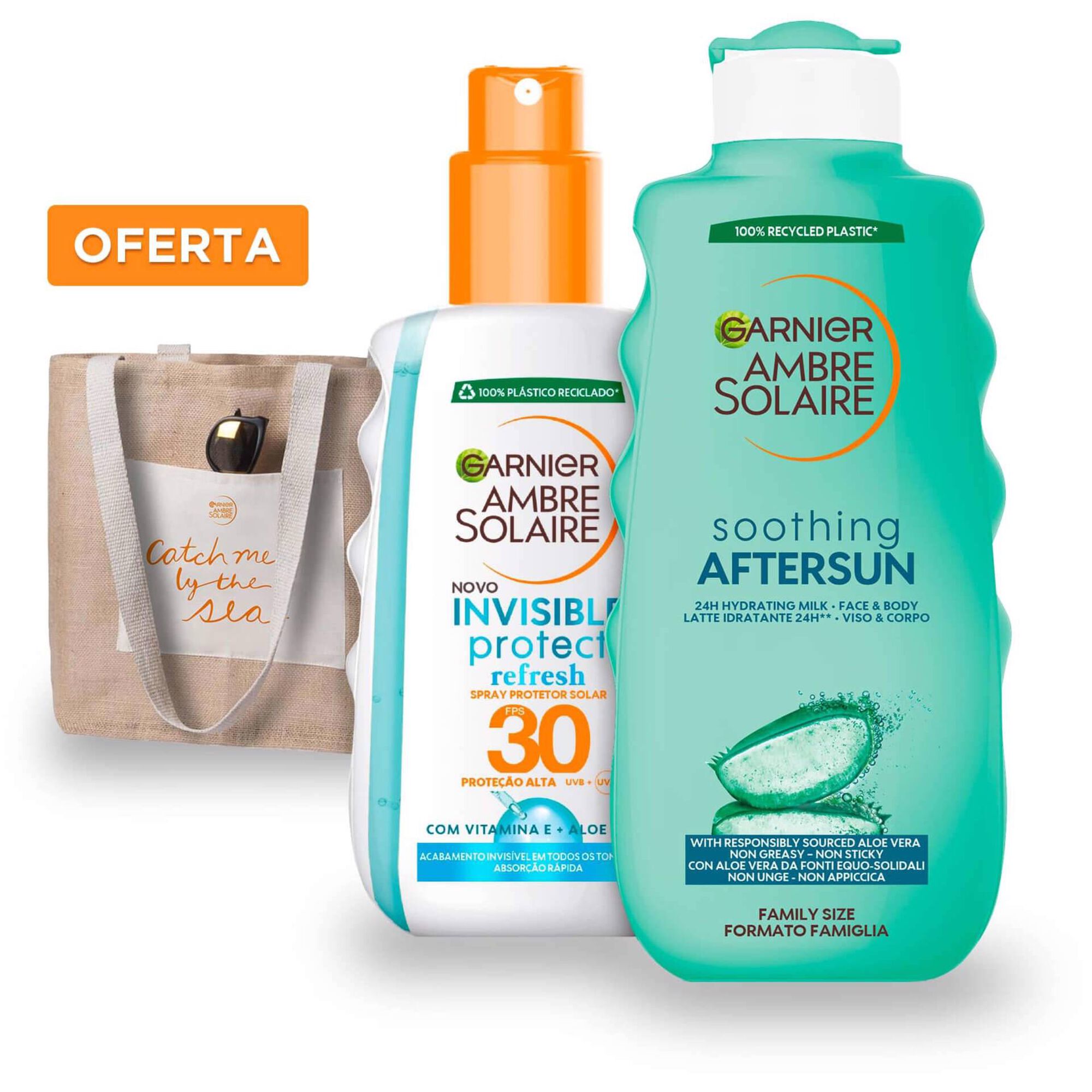 Conjunto Proteção Solar e After Sun Tamanho Familiar + Oferta Saco de Praia