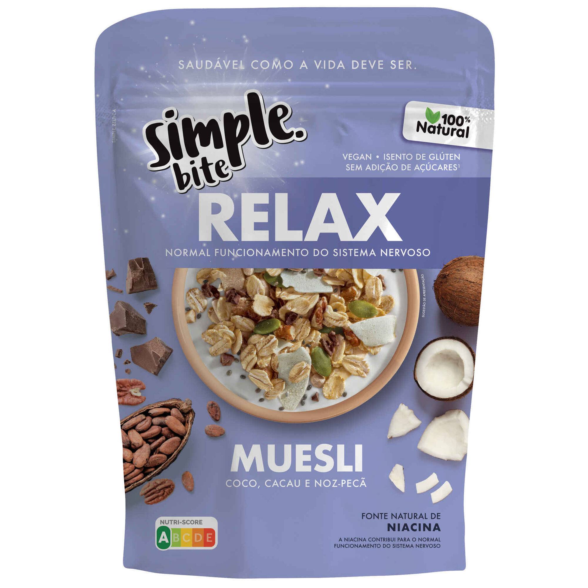 Muesli Coco, Cacau e Noz-Pecã Relax sem Adição de Açúcar e sem Glúten