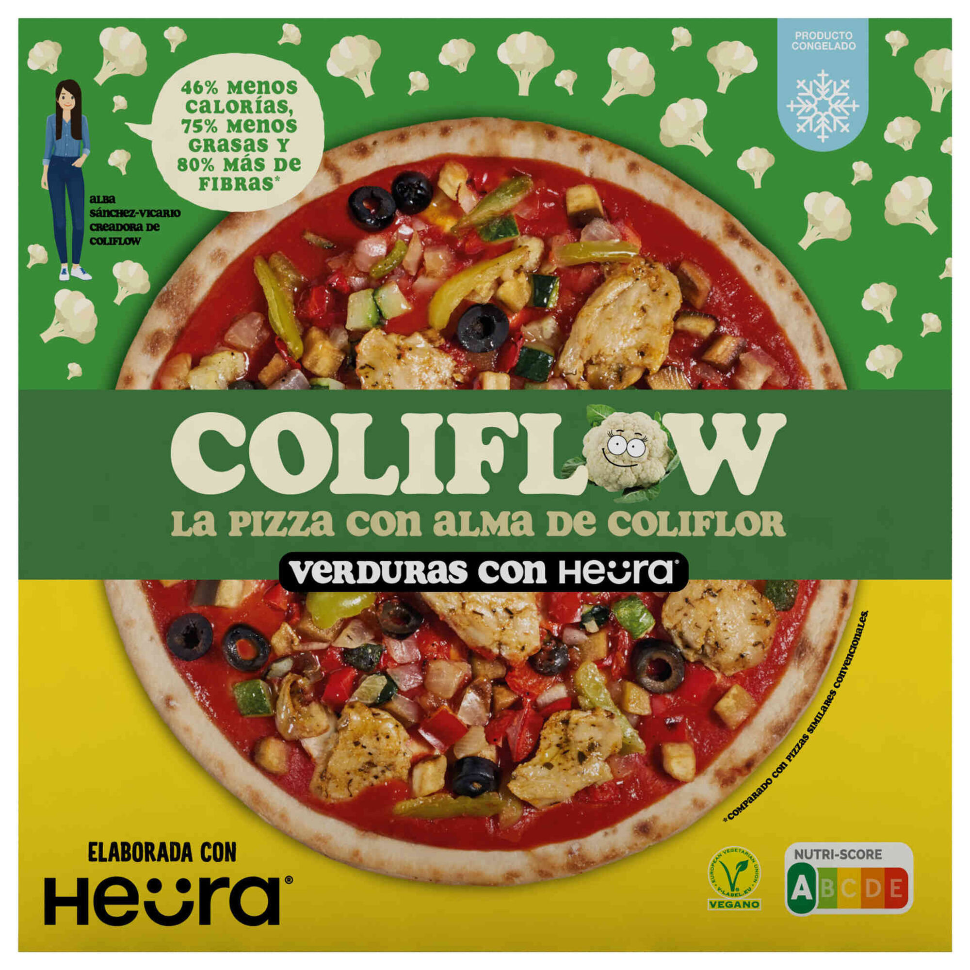 Pizza Heura com base de Couve Flor Vegan