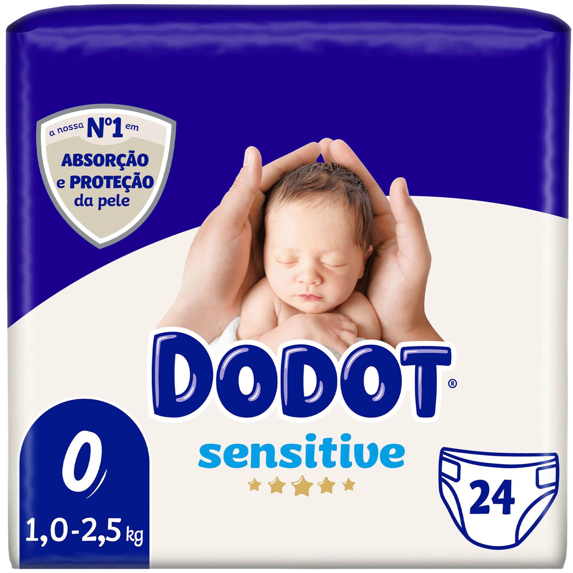 Dodot Sensitive Recém-Nascido T0 Fraldas < 3kg 24un.