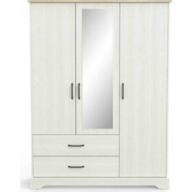 Roupeiro 3 Portas 149x57x200cm Branco e Carvalho Cottage