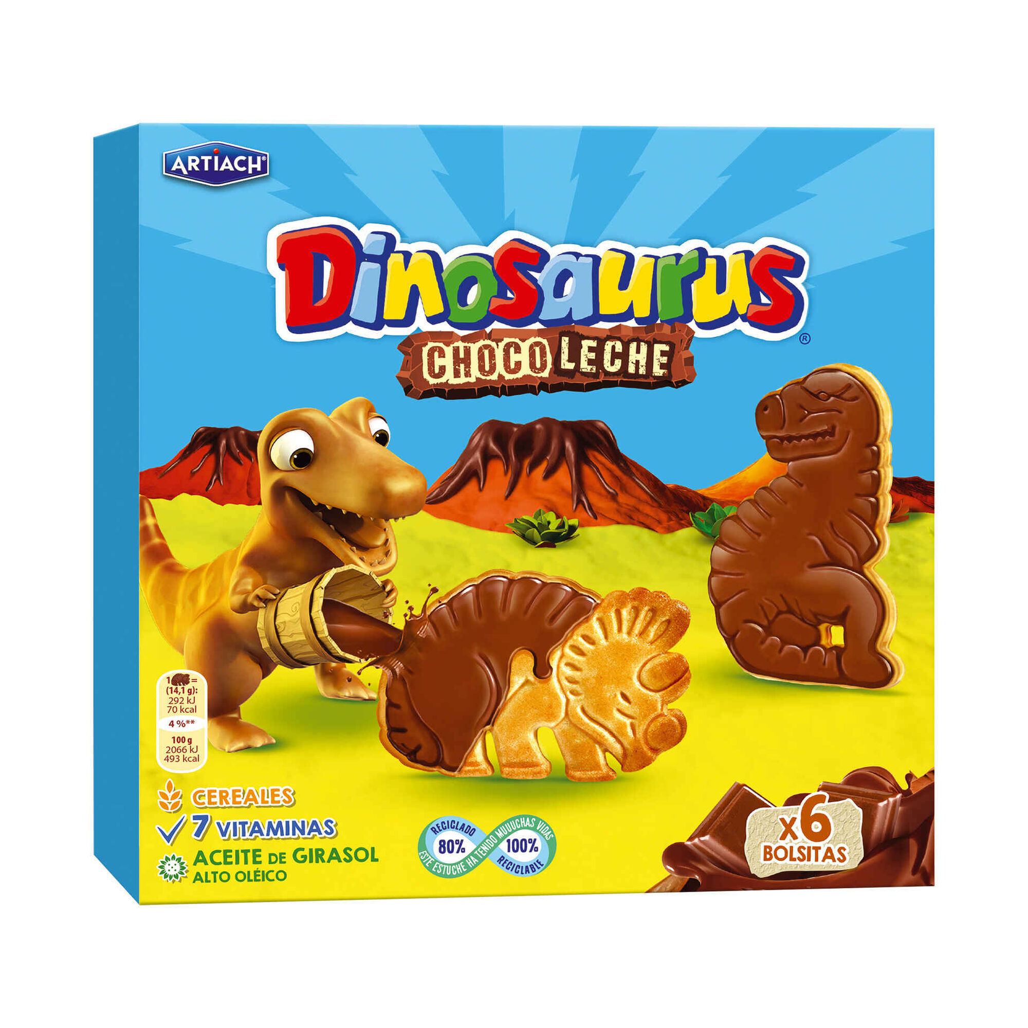 Bolachas Dinossauros Chocolate de Leite