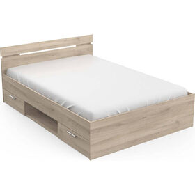 Cama Casal com 2 Gavetas 145x204x74cm Carvalho Michigan