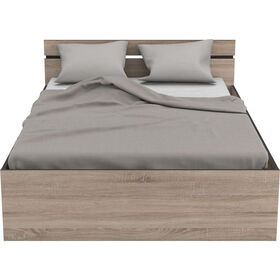 Cama Casal com 2 Gavetas 145x195x74cm Preta e Carvalho Michigan