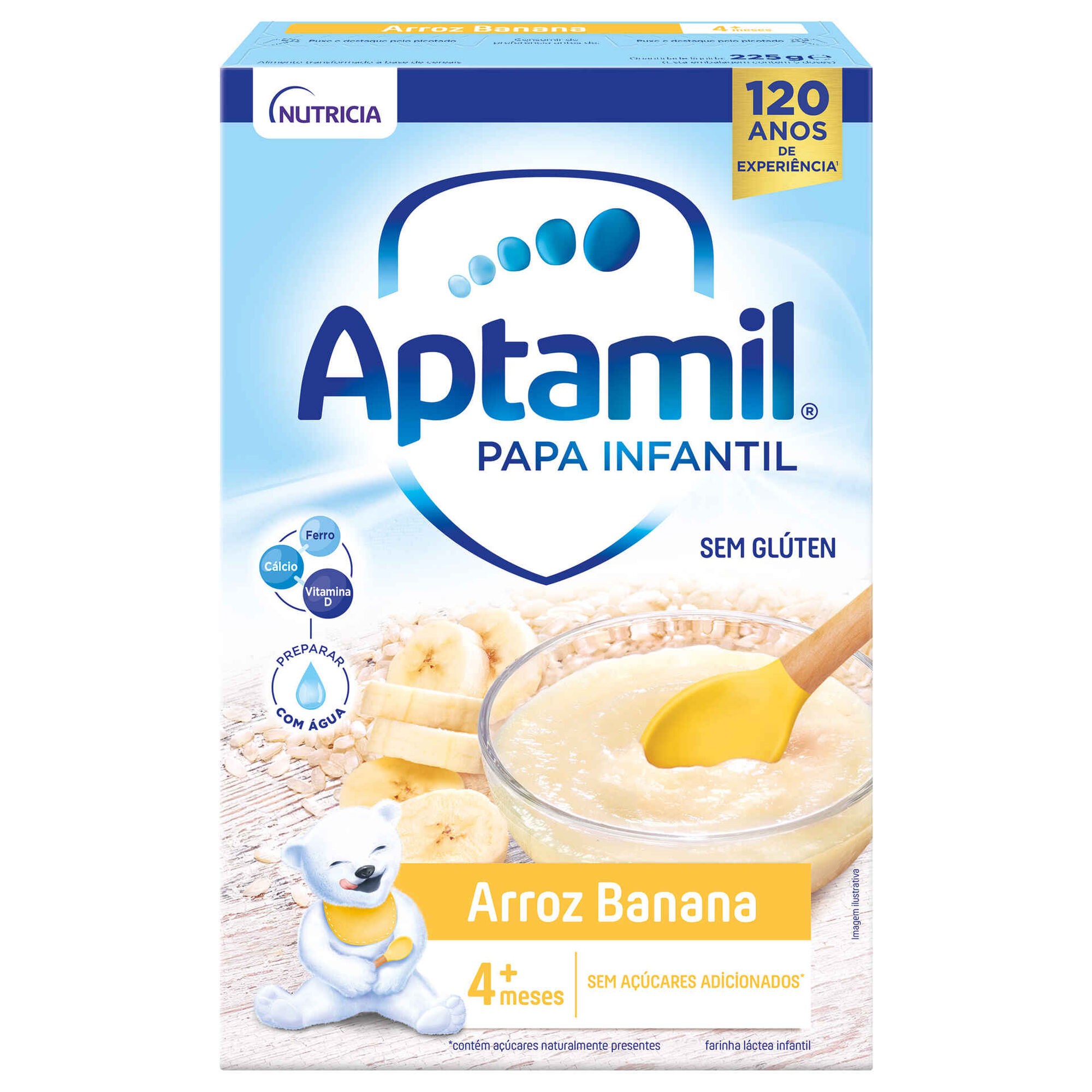 Papa Infantil Farinha Láctea Arroz Banana +4M sem Glúten