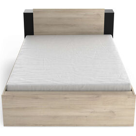 Cama Casal com 2 Gavetas 145x227x88cm Preta e Carvalho Life