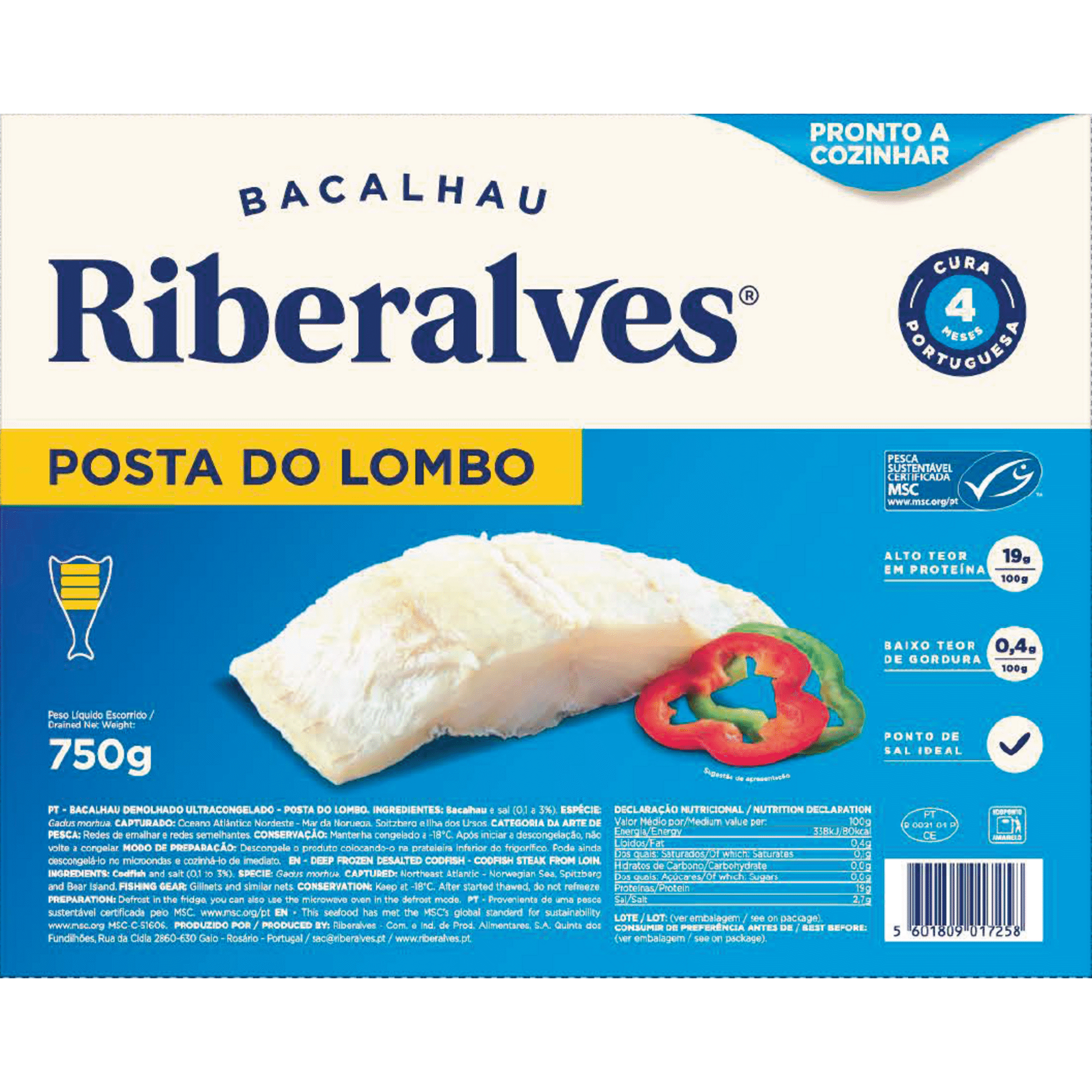 Posta do Lombo de Bacalhau 4 Meses de Cura MSC Ultracongelada