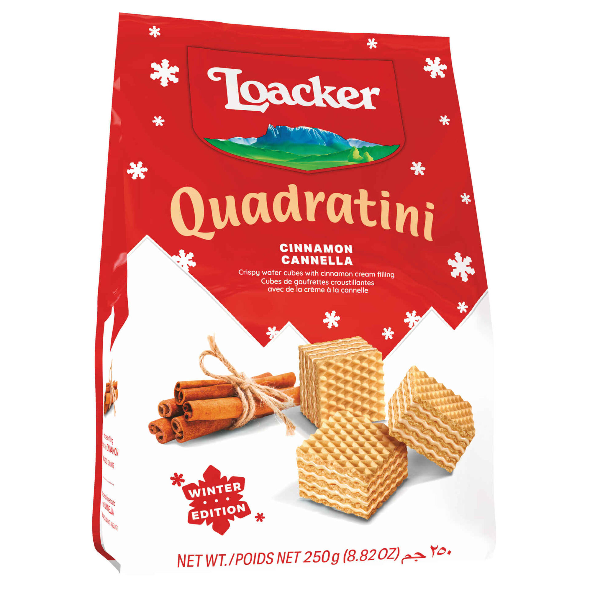 Bolachas Wafers Quadratini com Recheio de Canela