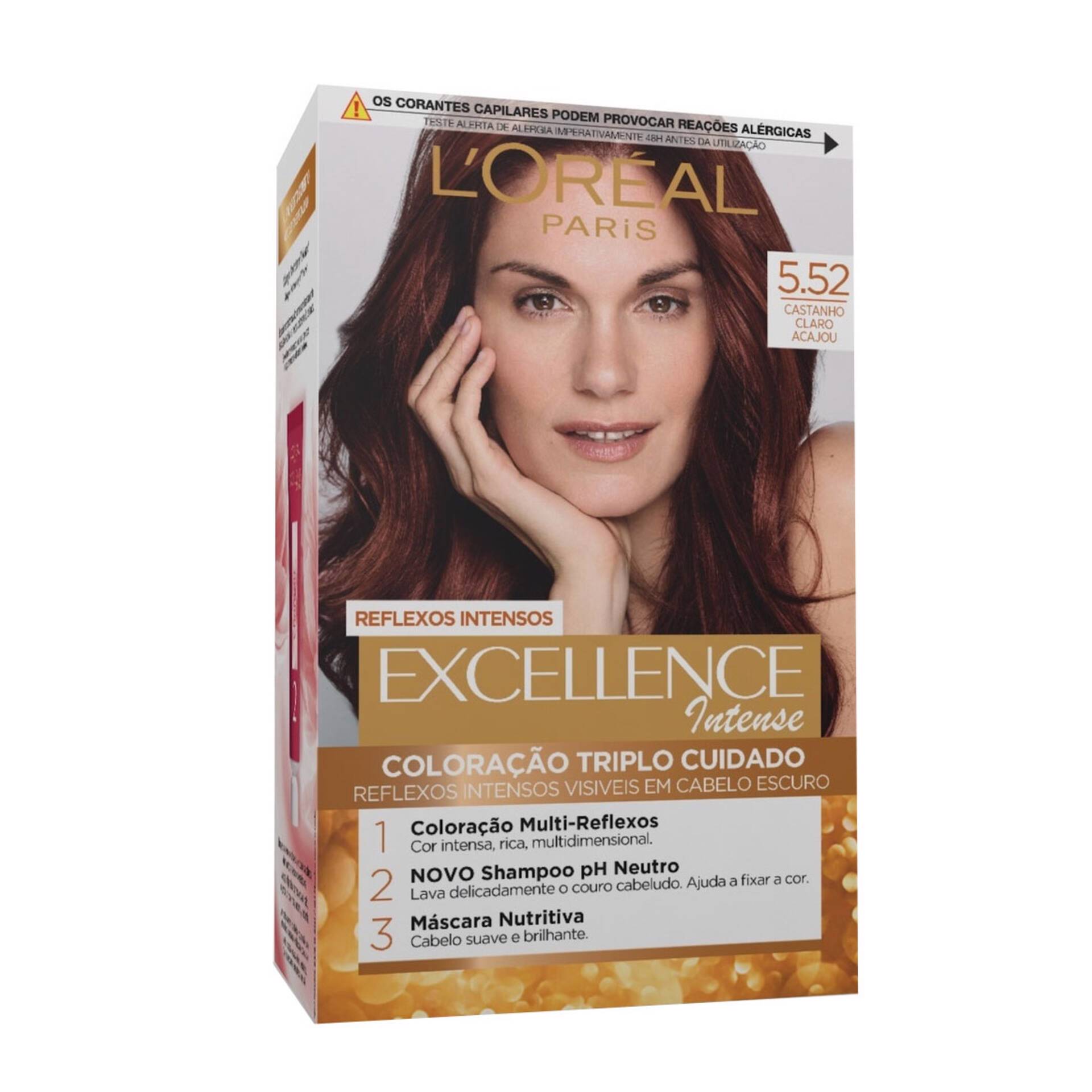 Coloração Permanente Excellence Intense Castanho Claro Acajou 552 Emb 1 Un Excellence L 