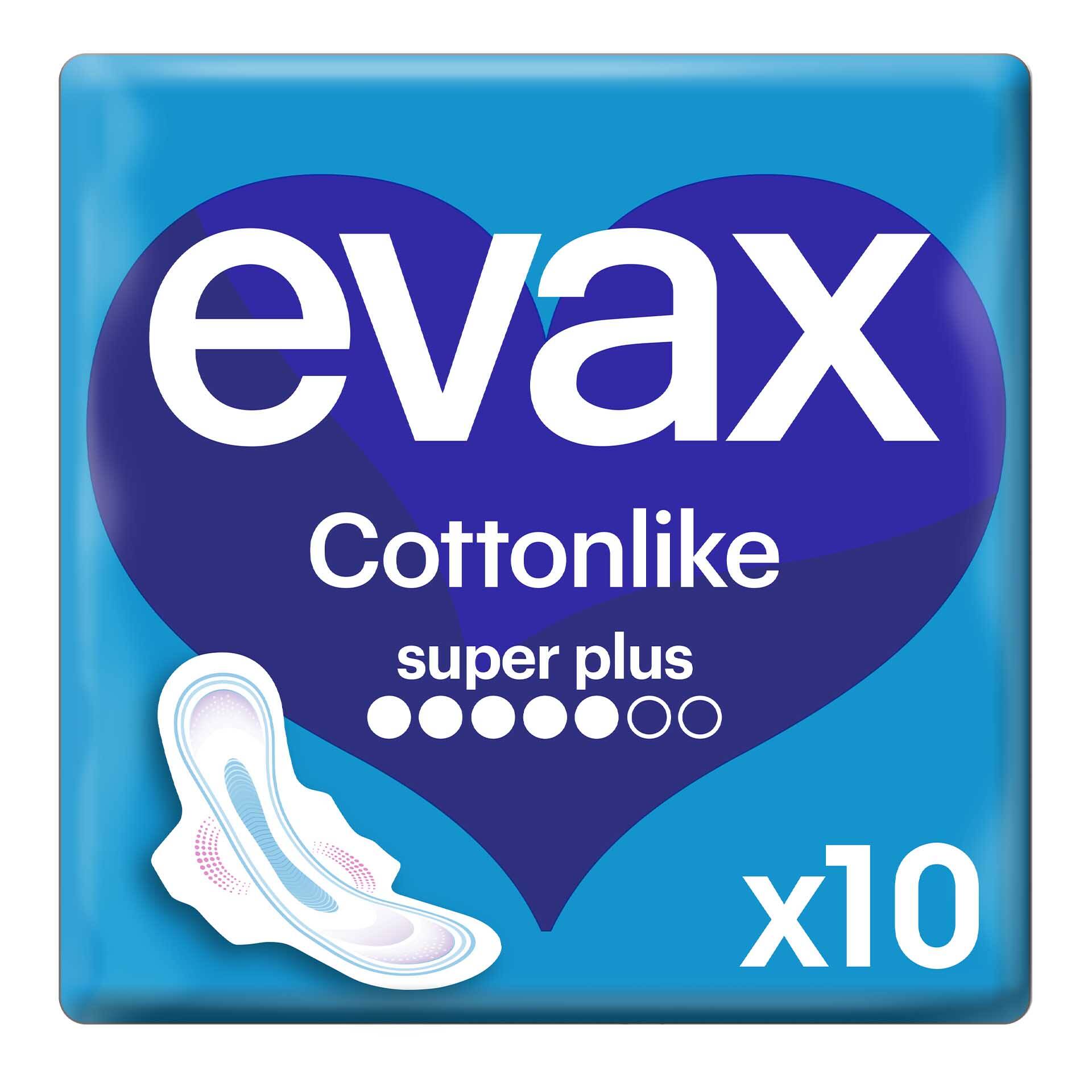 Pensos Higiénicos Cottonlike Super Plus com Abas - emb. 10 un - Evax