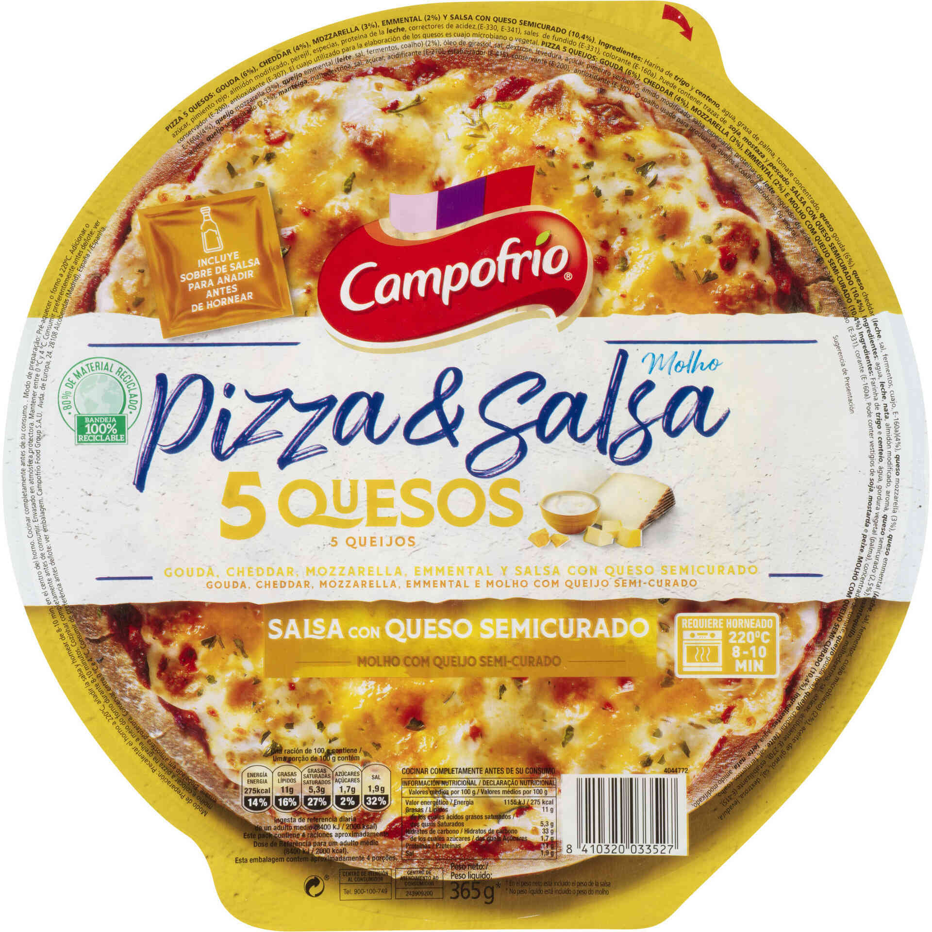 Pizza Fresca Fiambre e Queijo - emb. 360 gr - Campofrio