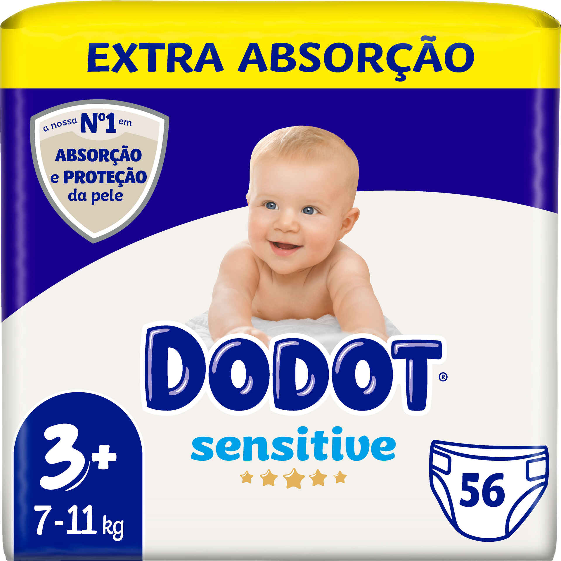 Dodot Fraldas de bebé sensível tamanho 3, 1 pacote - 198 fraldas