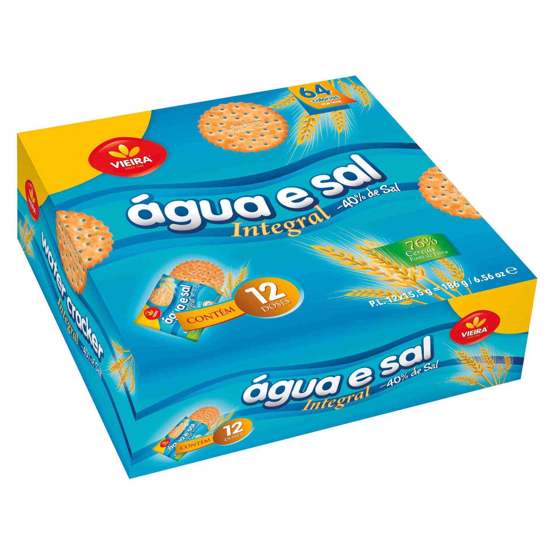 Bolachas de Água e Sal Integrais emb. 186 gr (12 un) - Vieira | Continente