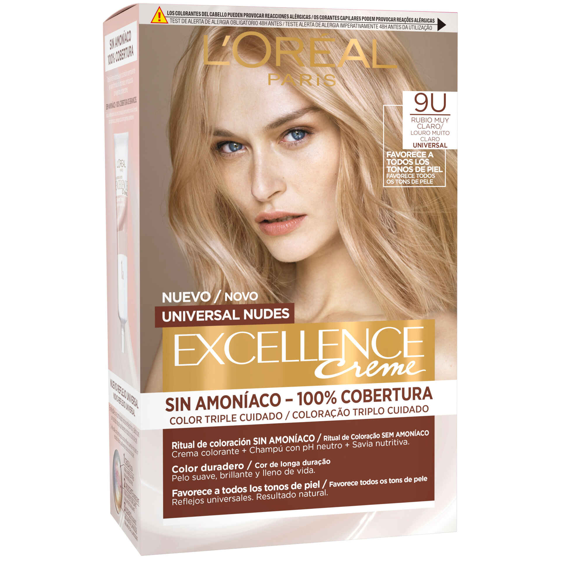 Coloração Permanente Excellence Universal Nudes Louro Muito Claro 9u Excellence Loréal Paris 3107