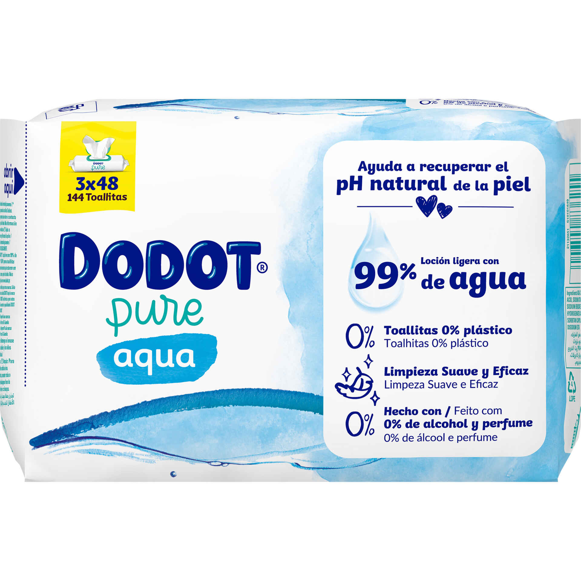 Dodot Aqua Pure - Toalhitas Bebé com 99% Agua, 18 Embalagens, 864 Toalhitas