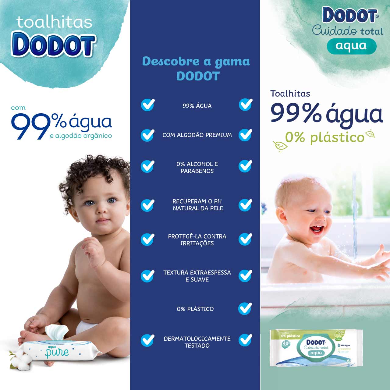 Dodot Aqua Pure lote 3x48uds Toallitas húmedas infantiles