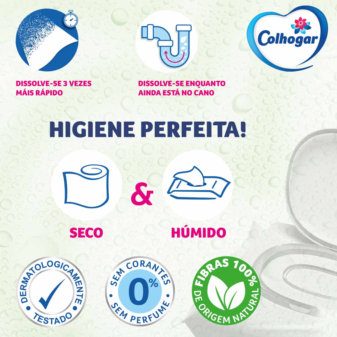 COLHOGAR Papel Higiénico Húmedo Aloe Vera 42 u